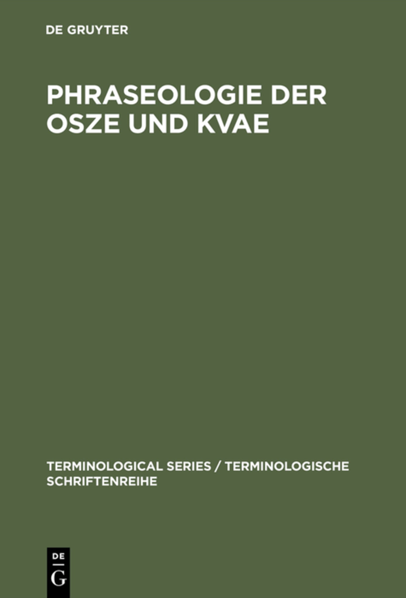 Cover image for Phraseologie der OSZE und KVAE ISBN 9783110151336